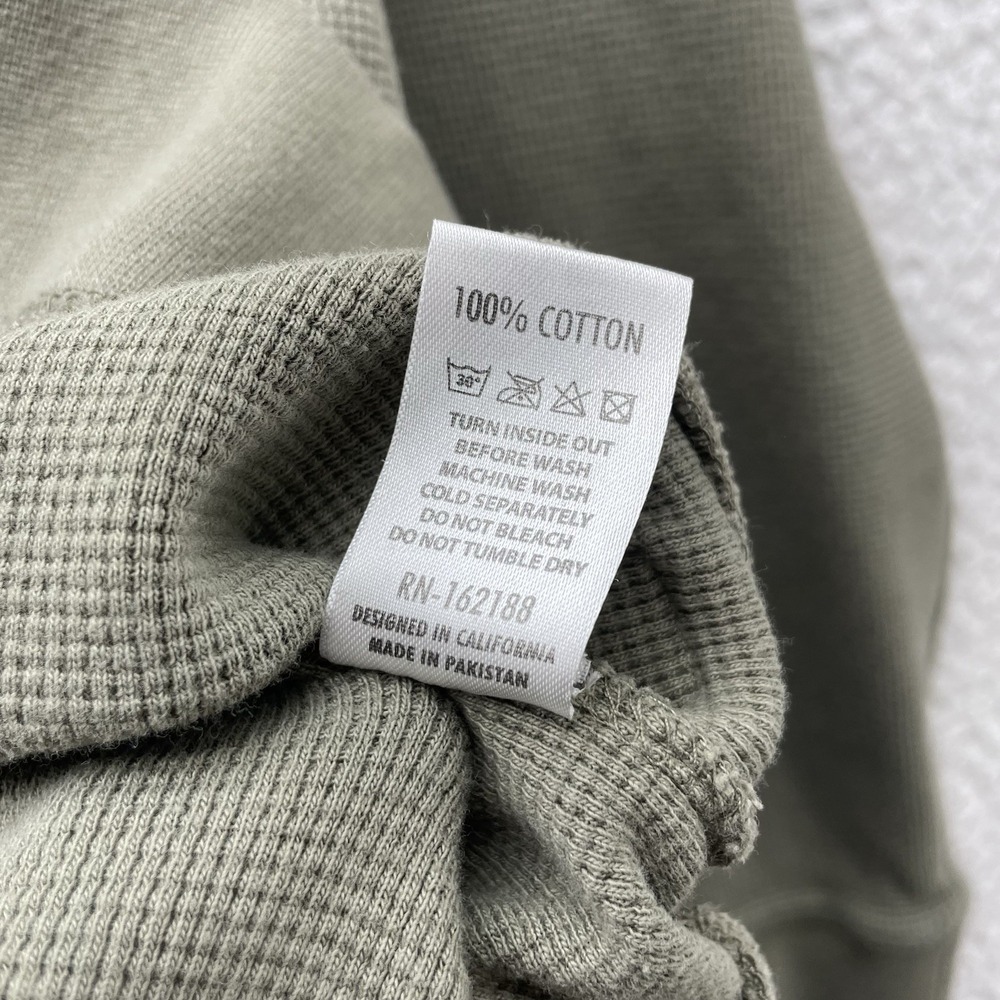 Iron And Resin Sweater Mens XL X-Large Army Green Waffle Knit Thermal Pullover - Picture 8 of 10